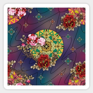 Flowers and mandala pattern Sticker